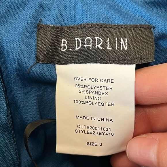 NWT B. Darlin | Blue Off The Shoulder Corset Wrap Side Slit Long Dress 0 - Picture 7 of 9